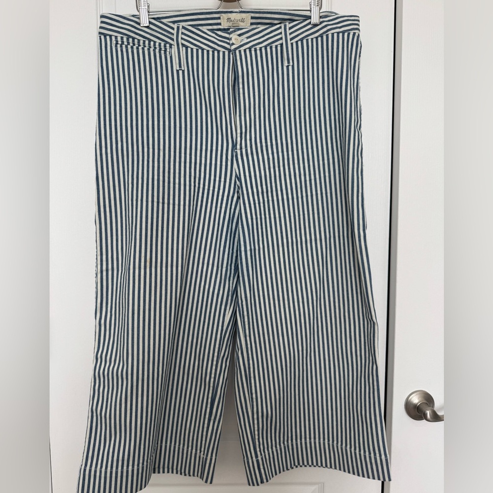EUC Madewell Blue Railroad Stripe Emmett Pants size 34P / US 18